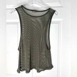 Free People olive green net tank top Sz M